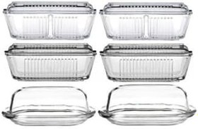 Resim Paşabahçe 6'lı Cam Kahvaltılık Tereyağlık Seti 