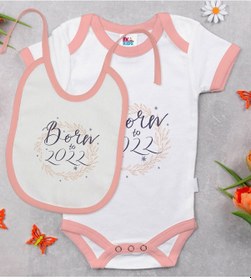 Resim Bk Kids Born To 2022 Tasarımlı Pembe Bebek Body Zıbın Ve Mama Önl Çok Renkli 