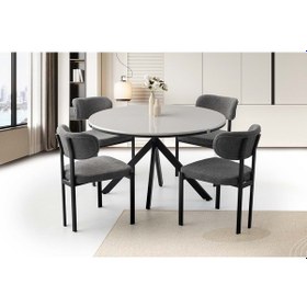 Resim Mobilgen Açık Gri 4 Adet Pelin Sandalye Pegasus Hg Açılabilir Masa Takımı Açık Gri 