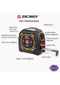 Resim Sndway Sw-tm60a Lazer Mesafe Ölçerli Şerit Metre 5 Metre 