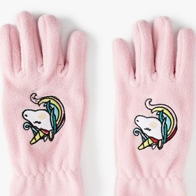 Resim Kız Çocuk Unicorn İşleme Detaylı Polar Eldiven 