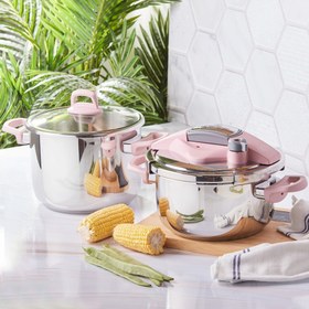 Resim Karaca Perfect Pink İndüksiyon Tabanlı Düdüklü Tencere Seti 4+6 Lt 
