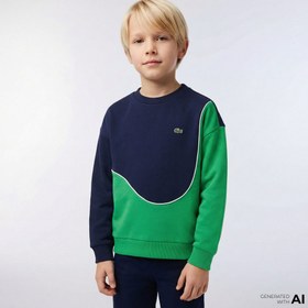 Resim Lacoste Colour Block Fleece Çocuk Lacivert/Yeşil Sweatshirt 