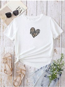 Resim Hamile Gebe T-shirt Mama Kalp Baskılı - Beyaz Bisiklet Yaka Oversize Tişört 