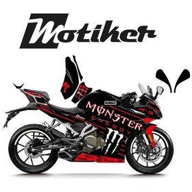 Resim Cfmoto 250sr Monster Siyah Kırmızı Çizgi Tasarım Sticker Etiket Modeli 