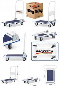 Resim PROXTECH Çok Fonksiyonlu Yüksek Platformlu 150 Kg Kapasiteli Katlanır Depo,Ürün,Paket Taşıma Arabası 