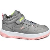 Resim 27758 Cırtlı Yüksek Bilekli Gri - Somon Pembe Kız Çocuk Sneaker Günlük Spor Ayakkabı 