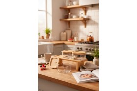 Resim Bernardo Lunaya 3'lü Bambu Standlı Kahvaltılık Büyük Boy 