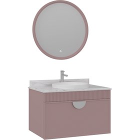 Resim Orka Molino 80 cm Asma Banyo Dolabı Takımı | Mat Pudra 