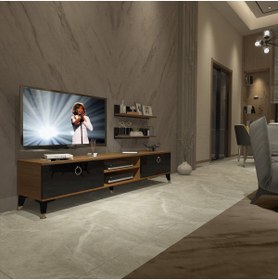 Resim Decoraktiv Eko 4 Mdf Dvd Gold Tv Ünitesi Tv Sehpası - Ceviz - Siyah 