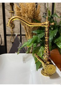 Resim İsaoğlu Yapı Altın Rustik Mutfak Bataryası Musluk Gold Premium Işlemeli Rustik Evye Bataryası Gold 