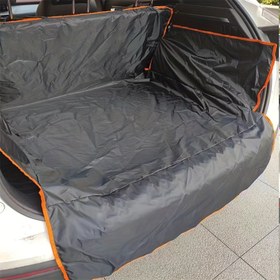Resim Pet Mat, SUV için Outback Canvas Köpek Koltuk Kılıfı - Siyah, Turuncu Kenarlıklı, Kaymaz, Kolay Temizlenebilir, Dayanıklı Araba ve Kamyonlar için Köpek Yatağı, Pet Rahatlığı|Şık Köpek Yatağı|Dayanıklı Köpek Yatağı 