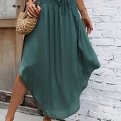 Resim Kadınların Şık Düzensiz Midi Etek - Akışkan, Hafif Polyester, Yaz Modası Temel, Rahat Stil, Rahat Yaz Giyimi | Şık Etek | Parlak Dokulu 
