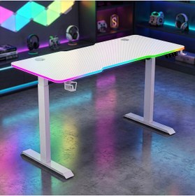 Resim Karr Gaming G-Flex Elektrikli Yükseklik Ayarlı RGB Aydınlatmalı Oyuncu Masası - 160x80 - Beyaz 