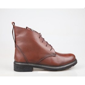 Resim Castle Black 20915 Hakiki Deri Taba Kadın Bot Taba 