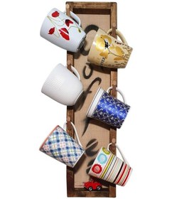 Resim Doğal Ahşap Rustik Duvar Askısı Fincanlık Kupa Askısı Mutfak 