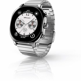 Resim HiFuture AIX AMOLED 37mm Bluetooth 5.3 Çift Modlu IP68 100+ Spor Modu 350mAh Anti-Parmak İzi Always On Display Ekran SpO2 Paslanmaz Çelik Akıllı Saat 52mm Gümüş 