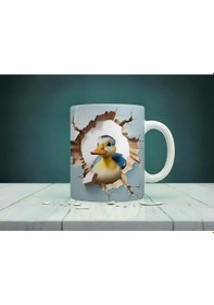 Resim Baskılı Kupa Bardak 3d Ördek Baskılı Beyaz 