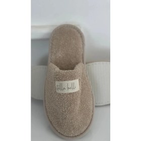 Resim Havlu Terlik | %100 Pamuk | Kaymaz Çift Taban | Sauna Spa Otel Banyo Ev Misafir Lohusa Terliği Bej 