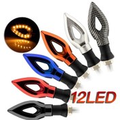 Resim Üniversal Motosiklet Sinyal Lambası Sarı Led Takım 12 Ledli Karbon 
