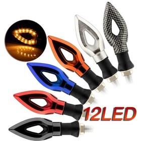 Resim Üniversal Motosiklet Sinyal Lambası Sarı Led Takım 12 Ledli Karbon 