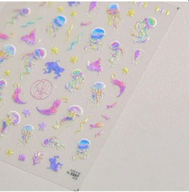 Resim Denizyıldızı Japon Balığı Denizanası Denizatı Kabarcıklar Kabuklu Okyanus Gevrek Balina Sazan Yapışkanlı Nail Art Etiketler Manikür Çıkartmaları Pembe Bronz 