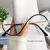 Resim Minimalist Stil, Kadınlar ve Erkekler için Yuvarlak Metal Yarım Çerçeve Moda Gözlükleri, Şeffaf Lens, Çok Yönlü Günlük Kullanım, PC Lensler, Metal Çerçeve, Süslemeler Yok, Gözlükler 