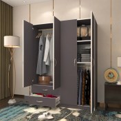 Resim Kenzlife gardırop 4 kapaklı kapılı 2 çekmeceli orkide gri 180*120*42 gardolap dolap 