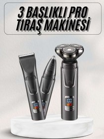 Resim Yüksek Performanslı 3 Başlıklı Profesyonel Şarjlı Islak ve Kuru Kullanıma Uygun 