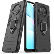 Resim Microcase Xiaomi Mi 10T Lite Batman Serisi Yüzük Standlı Armor Kılıf - Siyah 