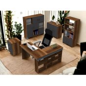 Resim Robin Home Boston Ofis Takımı Ofis Büro Masa Takımı L Masa Barok- Antrasit 