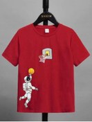 Resim MORNİNG KİDS Kırmızı Astronot Basketball Baskılı Çocuk Tshirt 