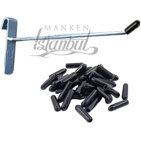 Resim Tel Pano Kancası Koruma Kauçuklu 25 Cm Deluxe Raf Askısı Ekstra Güçlü 65 Adet Krom 
