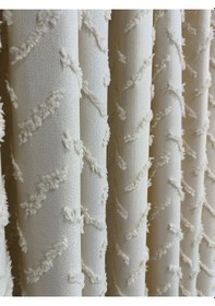 Resim Çapraz Saçak Fonluk Pamuklu Keten Krem Fon Perde 1/2,5 Orta Sık Pile Tek Kanat Krem 