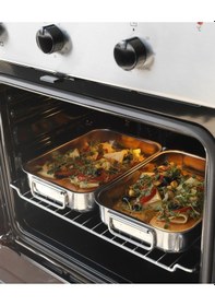 Resim Metal Fırın Kabı, Paslanmaz Çelik Meridyendukkan 26x20 Cm Fırın-barbekü Kızartma Kabı 