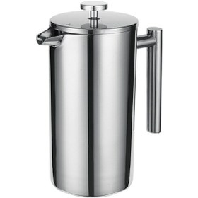 Resim French Press 304 Paslanmaz Çelik Termal Kahve Makinesi Çay Makinesi 800 ML 3 Filtre Gümüş Su Isıtıcısı 