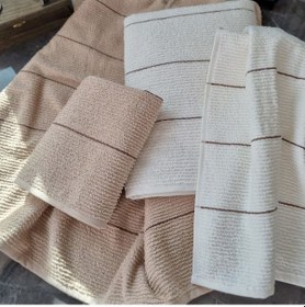 Resim Sahara 50 x 85 ve 70 x140 CM 4'lü Banyo Havlu Set Bej - Krem 