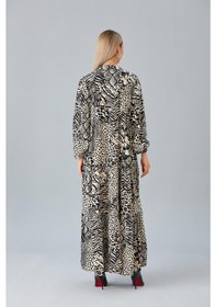 Resim Işşıl 4532-safari Desen Pamuklu Hamile Maxi Elbise 001 