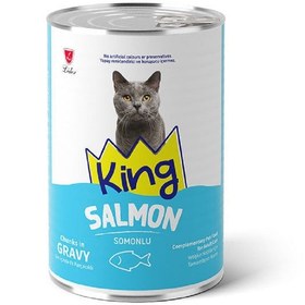 Resim King Sos İçerisinde Et Parçalı Somonlu Yetişkin Kedi Konservesi 6 x 400 G 
