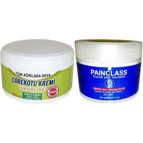 Resim Çörek Otu Kremi Büyük Xlboy 200 Ml İçin Krem Green + 100 Ml Painclass Kuyruk Yağı Kremi / Diz Dirsek İskelet Sırt Bel Kas na Masaj Seti 