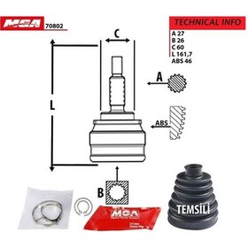 Resim MGA 70802 AKS KAFASI DIŞ ABSLİ 46D i30 08-11 / CEED 07-11 1.6 CRD 