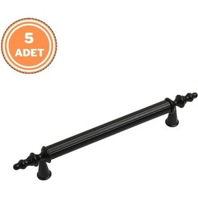 Resim 5 Adet Öyküm Çizgili Alm. 96 Mm Mat Siyah Mobilya Dolap Kulp 