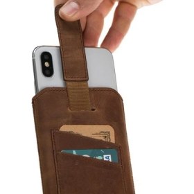 Resim Bouletta Apple iPhone X-Xs Max Uyumlu Deri Kartlıklı Kese Kılıf Mccc G2 Kahve 