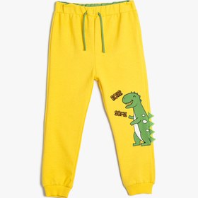 Resim Erkek Bebek Dinozorlu Jogger Eşofman Altı Beli Bağlamalı Cepli Aplike Detaylı Pamuklu 