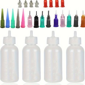 Resim 4 adet Kapak 16 adet İğne Ucu Boyutları Jagua Henna Uygulama Şişeleri Seti, Dövme Vücut Boyası için Çok Amaçlı Hassas Uygulama Seti 4 adet 1oz 