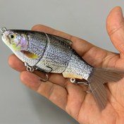 Resim Gerçekçi Yüzme Hareketli - 3 Parçalı Hareketli Kuyruklu Ağır Hizmet Tipi Swimbait Yem, Minnow/Bass/Bluegill Tasarımı ile Turna, Levrek ve Alabalık için - Sert Su/Yeşil Su Kullanımına Uygun Benekli Desen (13cm/31g) 