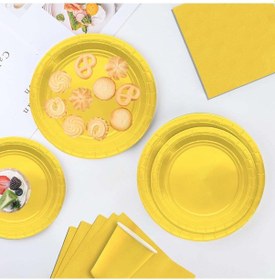 Resim Pastel Sarı Parti Tabak 8 Li 23 Cm Tek Kullanımlık Sunum Tabağı 