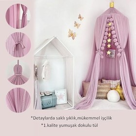 Resim Tül Cibinlik, Çocuk Cibinliği, Çocuk Odası Dekorasyonu, Prenses Yatak Başı Cibinliği, Yumuşak Dokulu, Çocuk Odası Cibinliği, Kızlar İçin Çocuk Yatak Gölgeliği (DELUXE, Dusty Lilac) 