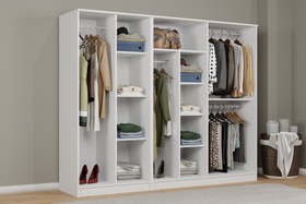 Resim KARDELEN BEYAZ ELBİSE DOLABI, 6 KAPAKLI, 9 RAFLI, 220 CM 
