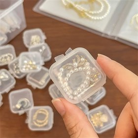 Resim 50/100 adet Takı Saklama Kutusu - Mini Şeffaf Kılıf, Kapaklı Saklama Konteyneri, Boncuk Makyaj El Sanatları Projesi için Küçük Plastik Saklama Kutusu, Kare Kulaklık Saklama Kutusu - Kadınlar ve Erkekler için Uygun - Ev Düzenleme ve Saklama için Mükemmel Hediye - Takı Sevgilileri ve El Sanatçıları için 